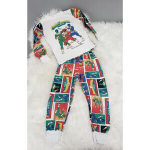 Vtg 90s Power Rangers Zeo RARE Shirt Pajamas SweatPants Set Youth 6-7 Saban 1996